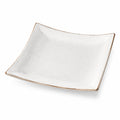 Assiette plate carrée 25 x 25 cm en céramique blanc moucheté pour service de table