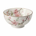 Bol 18 cm en céramique blanc rose à motif floral décoratif