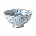 Bol 20 cm en porcelaine blanc et bleu à motif floral pour repas
