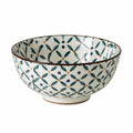 Bol 18 cm en céramique blanc vert bleu motif végétal pour repas