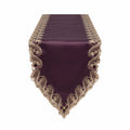 Chemin de table 180 x 33 cm en polyester violet prune brodé style classique