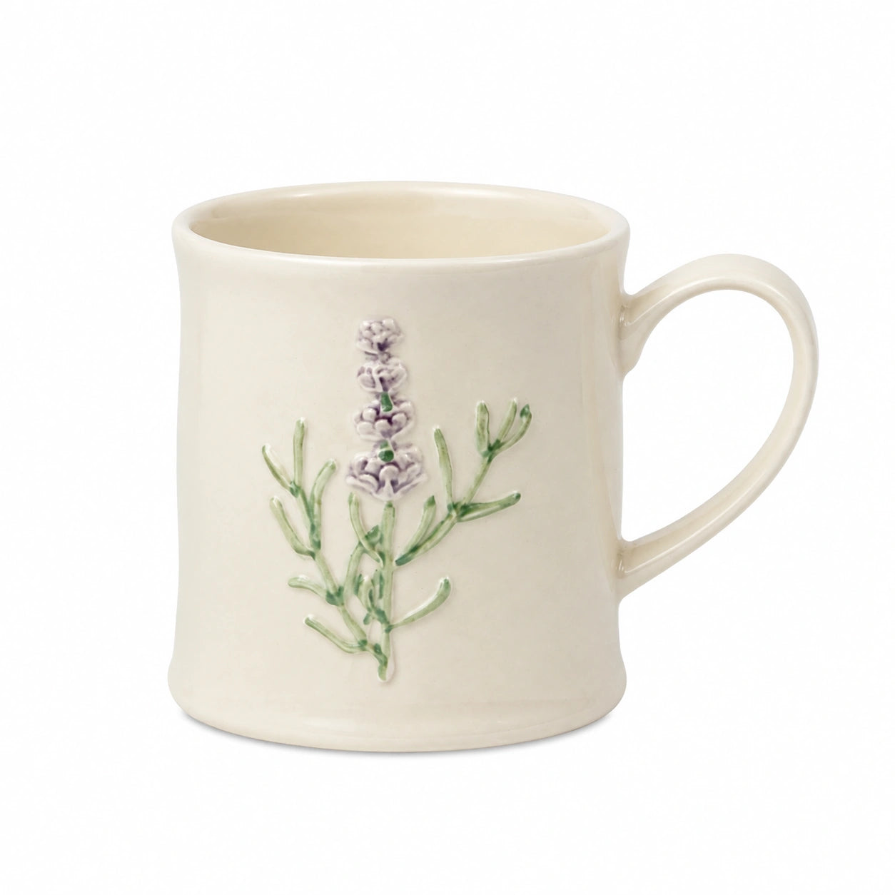 Mug 350 ml en céramique ivoire à motif floral en relief pour boissons chaudes