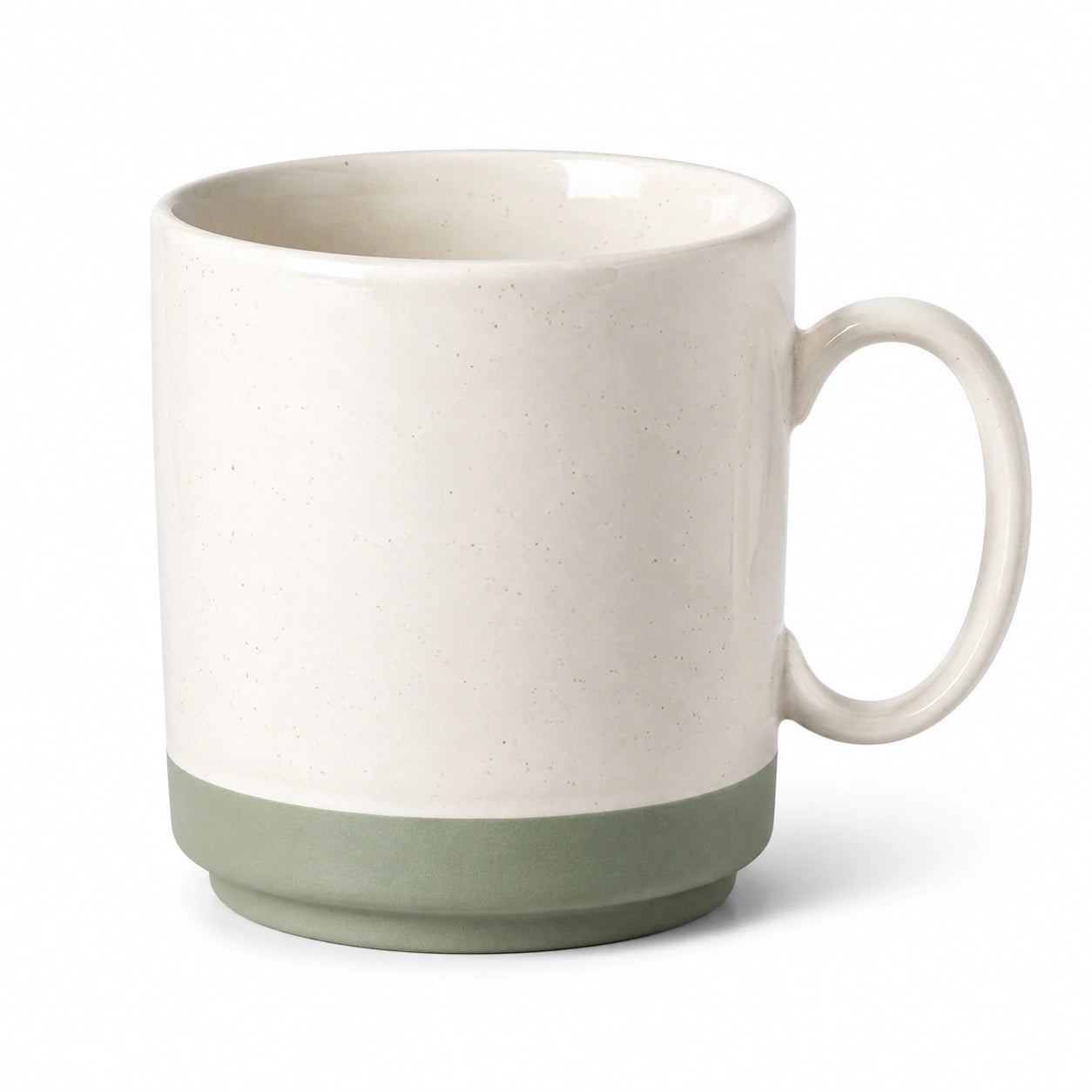 Mug 350 ml en grès blanc et vert style minimaliste pour boissons chaudes