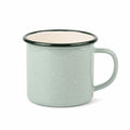 Tasse 400 ml en acier émaillé vert sauge pour boissons chaudes style camping