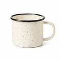 Mug 350 ml en céramique blanc cassé moucheté à bord noir style rustique
