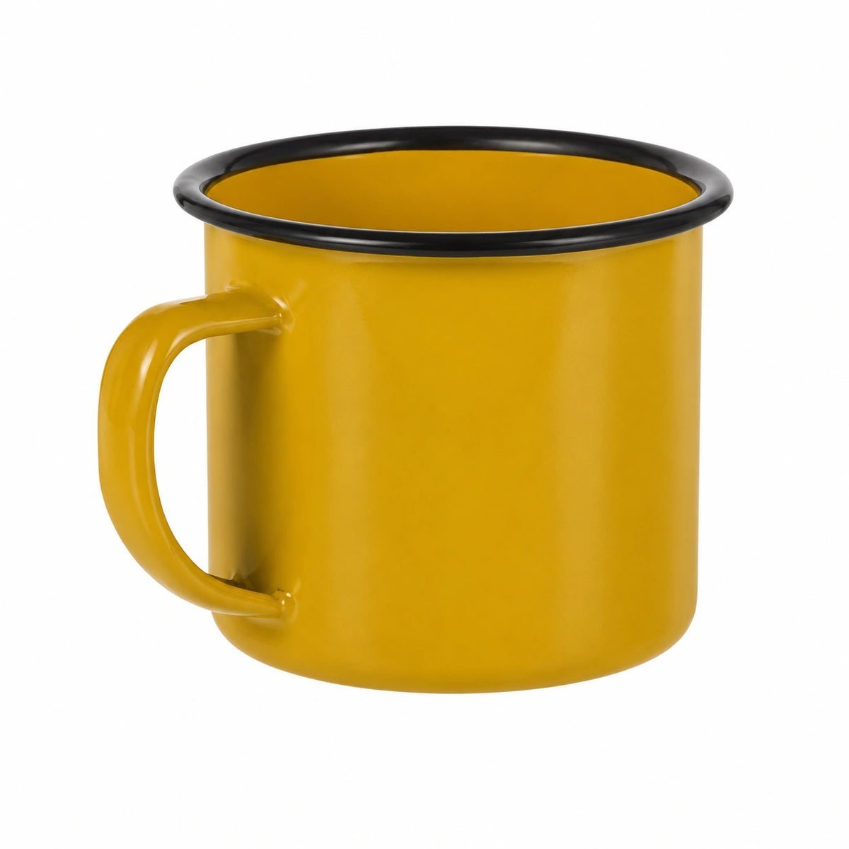 Mug en acier émaillé 350 ml jaune avec liseré noir style vintage