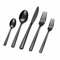 Ménagère 5 pièces 13 à 23 cm en acier inoxydable noir finition brillante style moderne