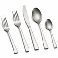 Ménagère 5 pièces en acier inoxydable argenté finition satinée pour table