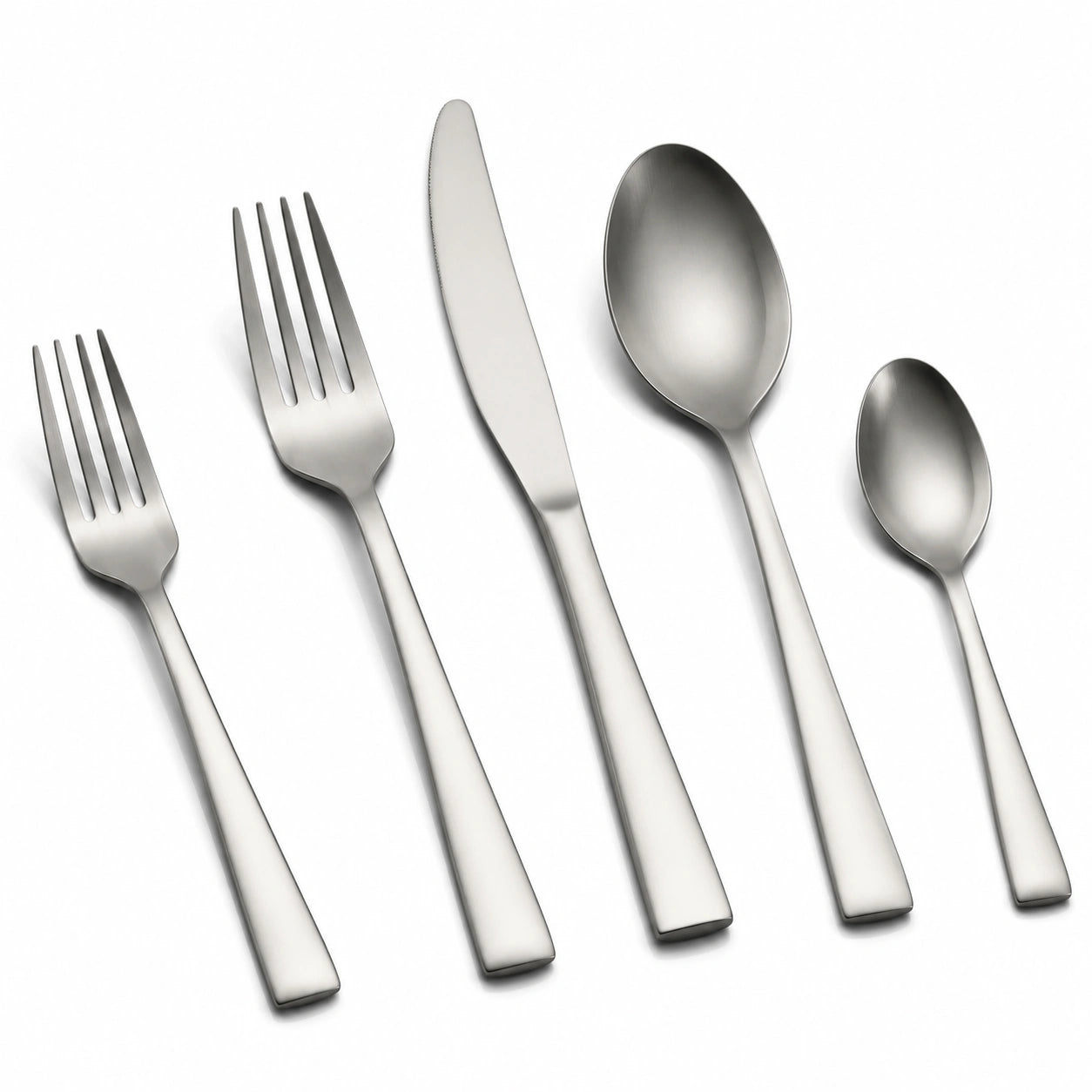 Ménagère 5 pièces en acier inoxydable argenté finition satinée pour table