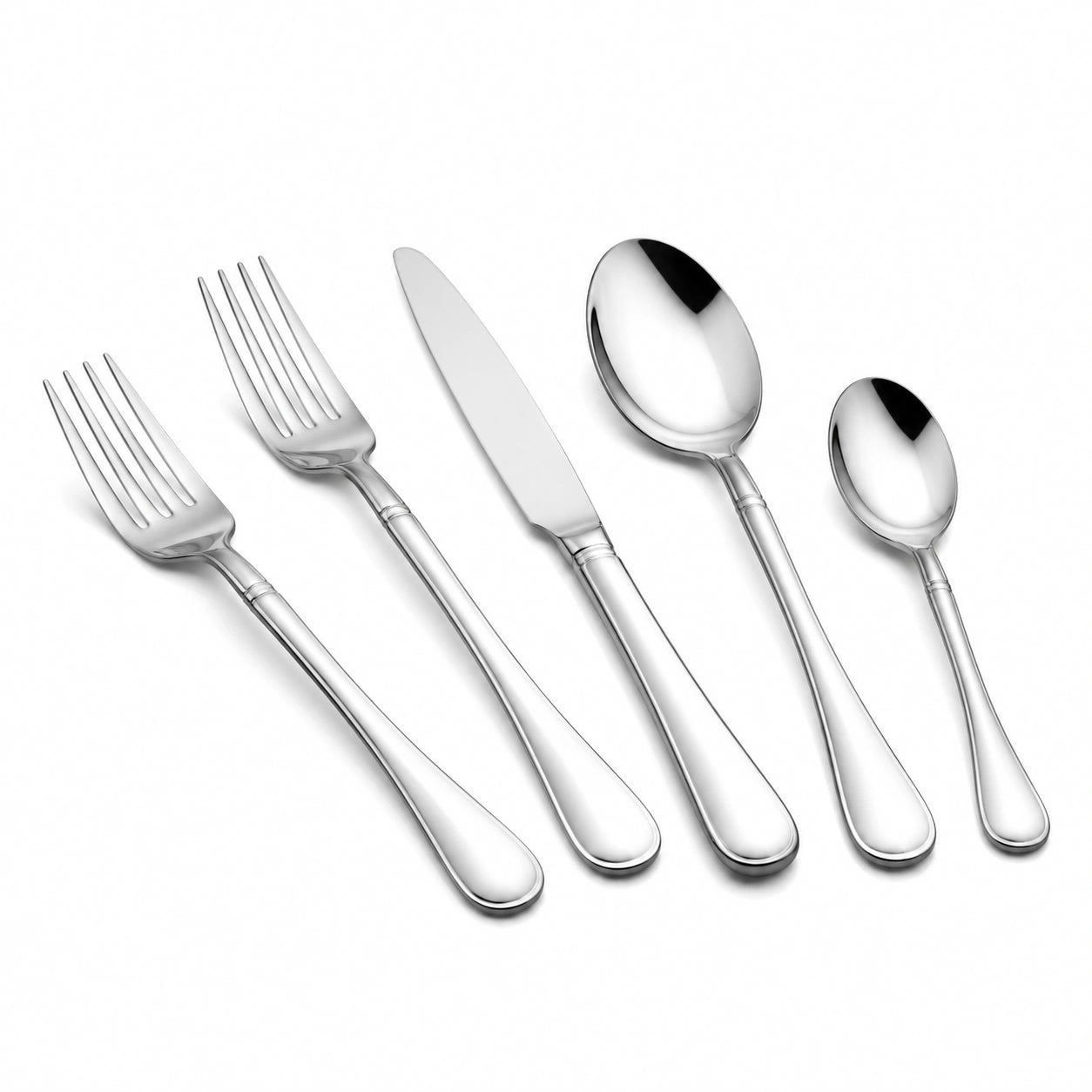 Ménagère 5 pièces en acier inoxydable argenté style classique
