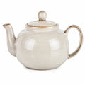 Théière 1.20 L en céramique beige mouchetée avec couvercle - Service de thé classique