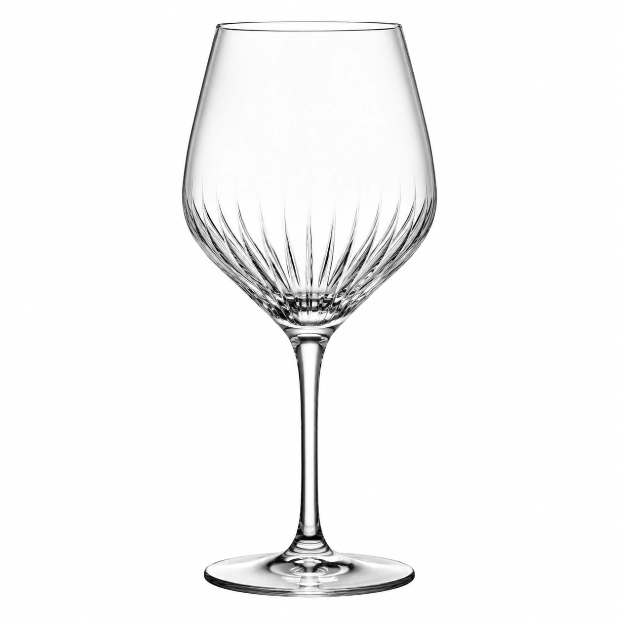 Verre à vin 500 ml en verre transparent à pied décor torsadé
